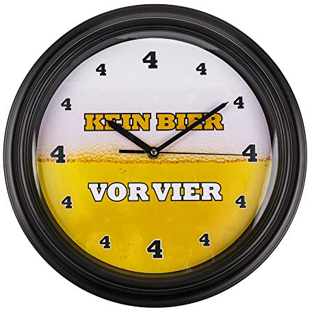 Monsterzeug Kein Bier vor Vier Uhr, Kein Bier vor 4, Bieruhr, Uhr mit lauter Vieren, Lustige Wanduhr, Witzige Wanduhr