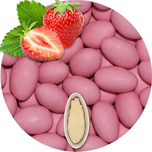 EinsSein 1kg Dragees amandes au chocolat Fraise rose mat | ca. 160 pièce Dragées Mariage Baptême Communion Célébrer Fête Candybar | cadeaux d’invités | Amandes chocolatées enrobées de sucre
