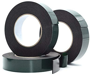 SENRISE Double Sided Foam Tape - 3PCS Waterproof Mounting Adhesive Tape Roll For Automotive Grade Number Plates Cars Trims, Black 1mm x 70mm x 10m