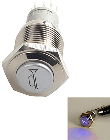 YIYDA Bouton de klaxon de Voiture Bouton Poussoir momentané 16mm LED en métal de bouton de démarrage Commutateur à bouton-poussoir d'alimentation de voiture pour Tout 12V Interrupteur de klaxon etc