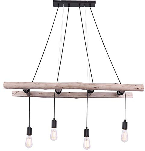 GLOBO Vintage Hänge Leuchte Holz Leiter Pendel Lampe Decken Strahler Wohn Zimmer Beleuchtung 15348-4