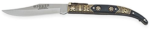 Joker Klassischer Taschenmesser N102C mit zamakverziertem Griff, Klinge 7,5 cm 420 Edelstahl, Gewicht 40 Gramm, Angelgerät, Jagd, Camping und Wandern