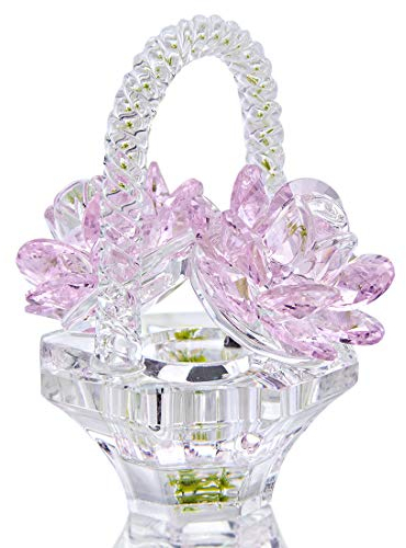 H&D HYALINE & DORA Glas Blumenvase Ornament Tischdekoration Kristall Rosa Blumenvase Figur Blumenkorb Briefbeschwerer