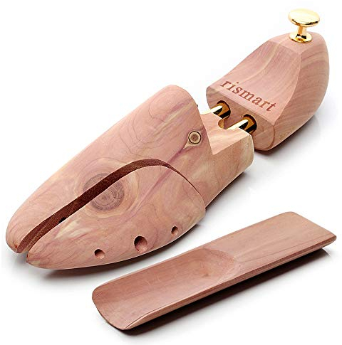rismart Wood Shoe Trees, Shoe Stretchers Shaper includes Shoe Horn (Log Brown,UK3.5-4.5 / EU36-37/1 pair)