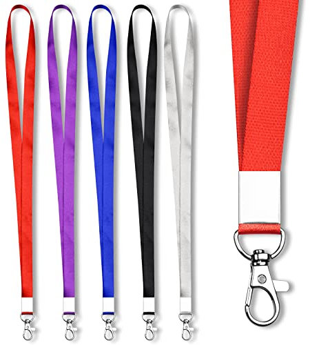 Mcyye Lot de 10 cordons tour de cou en nylon souple de qualité supérieure pour enfants, hommes, femmes, 5 couleurs pour porte-badges, clés, clés de voiture, croisière, confortables pour la peau