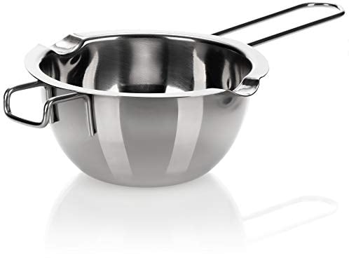com-four® Fondoir bain-marie - bol de fusion avec 2 becs - bol de fusion bain-marie durable - acier inoxydable - va au lave-vaisselle (01 pièce - 400ml)