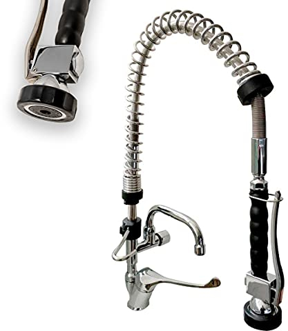 GOLDMAN SERVICE | Grifo monomando extensible rociador ducha para fregadero de cocina uso hogar y profesional, con alcachofa muelle flexo negra pulverizadora