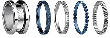 BERING Austauschbar Ring Set für Damen in Silber & Blau mit einzigartigem Twist- & Change System, Symphony-Set-A