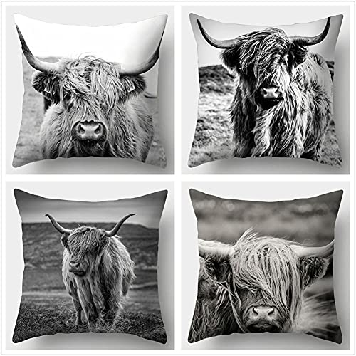 Teephei 4er Set Dekorativ Kissenbezug,Kuh Kissenhülle Samt Super weich Kissenhülle mit unsichtbaren Reißverschluss Sofa Auto Kissenbezüge Home Bed Decor 40x40cm