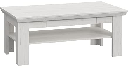 Newroom Couchtisch Pinie Weiß Wohnzimmertisch Landhaus Modern - 110x45x60 cm (BxHxT) - Sofatisch Ablagetisch Tisch - [Tambika.six] Wohnzimmer Wohnstube