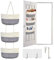 Autumnlife Over Door Storage Organiser, Hanging Storage Bag, Back of the Door Hanging Organiser Rope Fabric Storage Solution with 3 Pockets and Hooks for Bedroom, Living Room, White and Grey