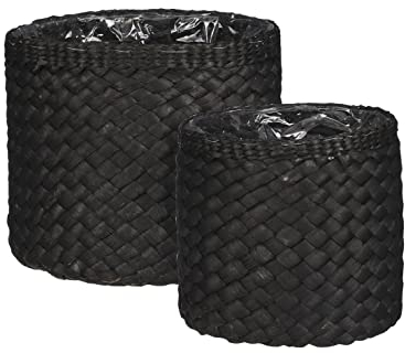 MICA Decorations Albury Pflanzenkorb - 2er-Set - H26 x Ø30 cm - Schwarz