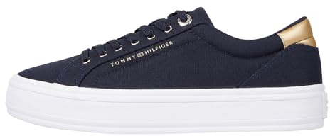 Tommy Hilfiger Damen Vulcanized Sneaker Canvas Schuhe, Mehrfarbig (Space Blue), 37 EU