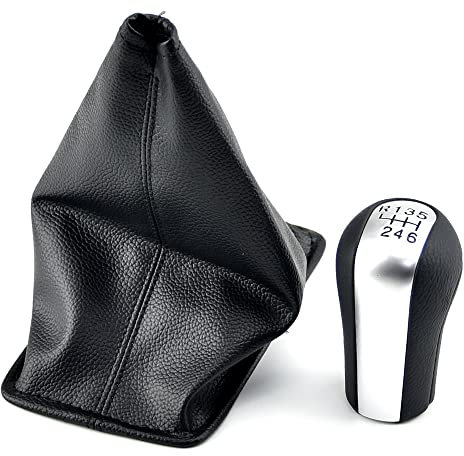 QKLsudua Pomo de palanca de cambio de marchas de 6 velocidades + funda de cuero para maletero compatible con to-yota Co-Rolla Ver-so RAV4 AVE-NSIS Ya-RIS-Mate + a prueba de polvo