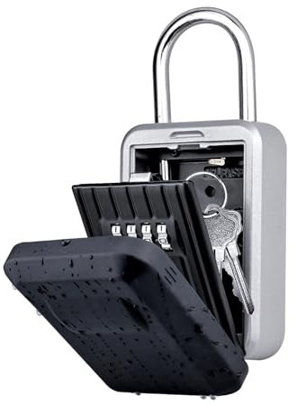 BenRich Key Safe Padlock with Shackle, 4-Digit Combination Code Lockbox for Keys Outdoor, Portable Keysafe Lock Box for Home, Office, Industries, Front Door, House, Surfing and Car Keys