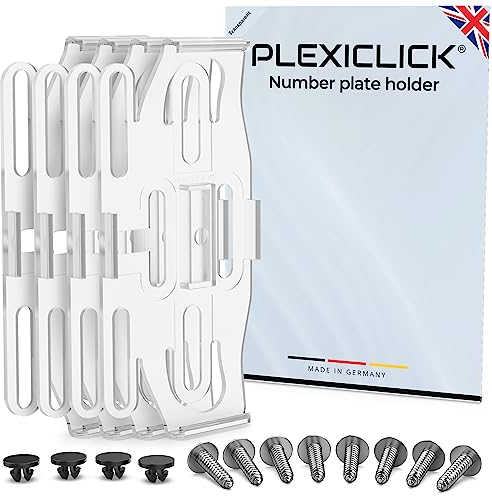PLEXICLICK® ORIGINAL Number Plate Holder for Cars - Frameless Invisible - Transparent - Universal License Plate Holder - For UK 3mm Frames