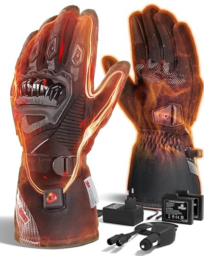IRON JIA'S Beheizbare Handschuhe Motorrad Winter Herren, Beheizte Handschuhe mit 2500mAh Akku,3 Sekunden schnelles Aufheizen,Carbon Nanotubes, Touchscreen Wasserdicht Motorradfahren Skifahren-XXL