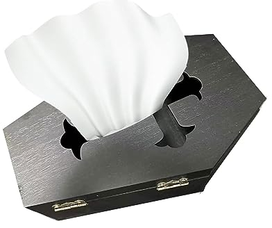 Yenisai Halloween Hölzerne Gothic Sarg Taschentücher Box, Kreuzform Schwarze Sargaufbewahrungsbox mit Schloss für Halloween Party Dekorationsornamente zu Hause