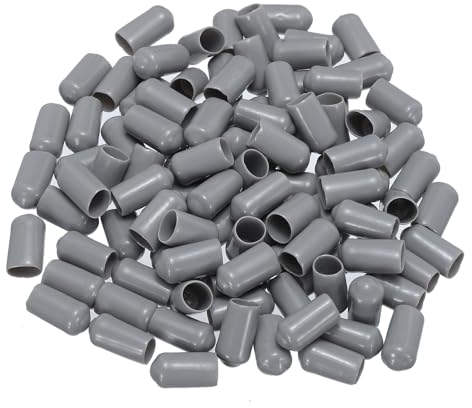 QUARKZMAN 100Stk Gummi-Endkappen 8mm(5/16) ID Vinyl PVC Rundrohr Bolzenkappe Abdeckung Schutzvorrichtungen für Schraubengewinde Grau