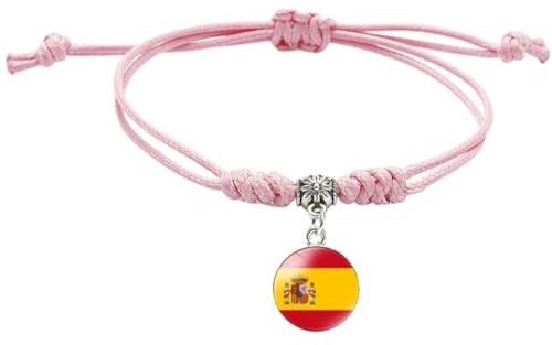 ALTCIRNMD Pulsera De La Bandera De España,Pulsera Ajustable De España,Pulsera con Símbolo De La Bandera De España,Pulsera De Cuero con Bandera,Pulsera De Apoyo De España para Hombres Y Mujeres,Adorno