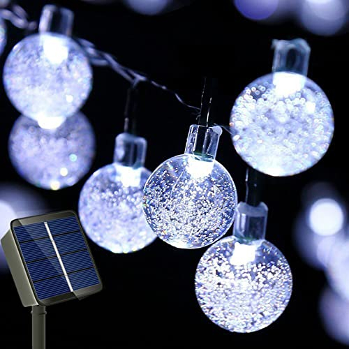 Auting Solar Lichterkette Aussen, 6M 30 LED Solar 8 Modi Kristall Kugeln Wasserdicht IP65 Outdoor Solar für Garten, Terrasse, Balkon, Hochzeit (Weiß)