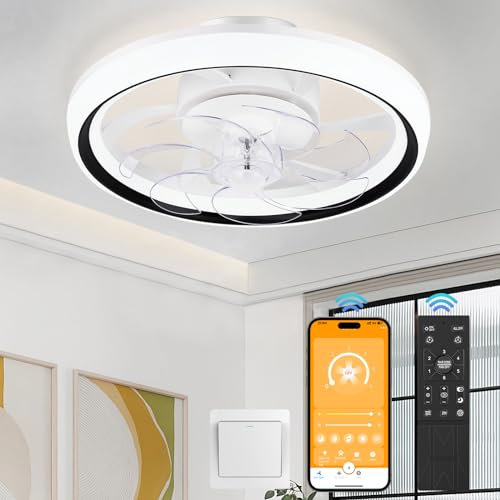 NACATIN Ceiling Fan with LED Light - Reversible, 6 Speeds, Dimmable Light, Remote & App Controlled, Quiet Operation - Ideal for Home & Office