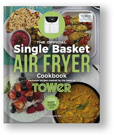 Tower RECIPEBOOKSINGLE Hard Cover Recipe Book for Single Basket Air Fryers, 250 pages