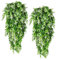 RECUTMS Artificial Hanging Plants 4Pcs Faux Eucalyptus Leaves Fake Plant Indoor Outdoor Home Decor Faux Greenery for House Room Garden Wall Patio Office Shelf Eucalyptus Decoration（White）