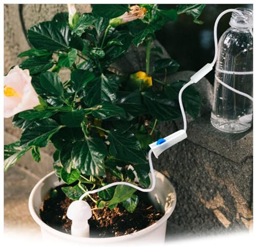 HBDSMLPL Riego por Goteo para Macetas Goteo para Macetas Ajustable con Interruptor de Válvula, Riego por Goteo Automatico Flores, Plantas, Bonsai, Interior Exterior,4Pack