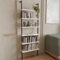 URBNLIVING 6-Shelf Wall-Mounted Wooden Bookshelf with Metal Frame, Living Room Display Unit Ideal for Books and Decor Stylish and Space-Saving Design (White)