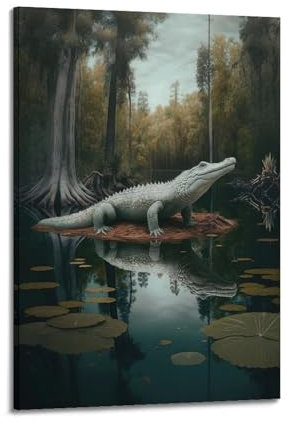 YCGYMX Tierposter Leisurely Crocodile in The Forest, dekoratives Gemälde, Leinwand, Wandposter und Kunstdruck, moderne Familienschlafzimmer-Dekoration, Poster, 60 x 90 cm