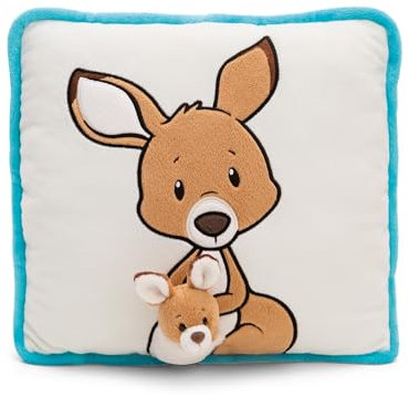 NICI Kissen Känguru mit Kängurubaby 7cm 30x30cm - braun - Flauschiges Kuscheltierkissen für Jungen, Mädchen, Babys und NICI Kuscheltierliebhaber, Kuschelkissen für Zuhause oder unterwegs - 61730
