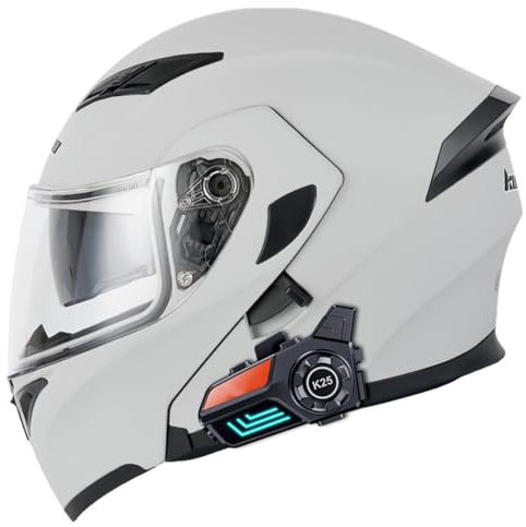 Adults Klapphelm Mit Bluetooth Motorrad Integrierter Helm Mit Doppelvisier Motorradhelm Sturzhelm Für Herren Und Damen DOT/ECE Zertifiziert Flip Vollvisierhelm 4,M:57-58CM
