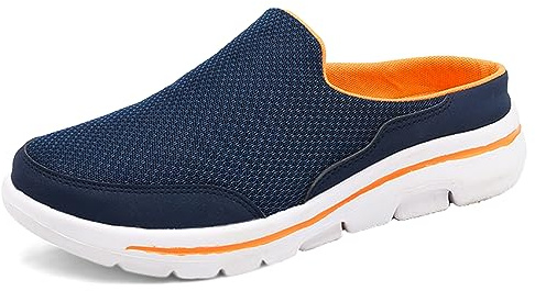 SMajong Zuecos y Mules para Hombre Mujer Respirable Zapatillas de Playa Confortable Zapatos de Jardín Ligeros Sandalias de Verano,B Naranja Azul, Talla:45 EU