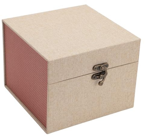 Generic Doll Head Storage Case, Linen Fabric Protective Carrying Box Ball Jointed Storage Carrying Case for 1/3 Scale Doll Head with Vintage Copper Hook Lock (Beige)