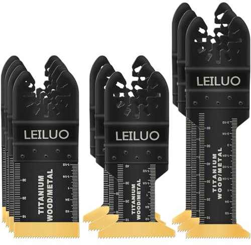 LEILUO 10 Pcs Titanium Multitool Accessories Kit for Wood Nails Drywall Cutting Universal Oscillating Saw Attachments with Storage Bag Compatible with DeWalt Dremel Makita and More