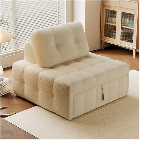 Klappbares Schlafsofa mit Kissen, Einzelbett, 100 cm, Helles Curry