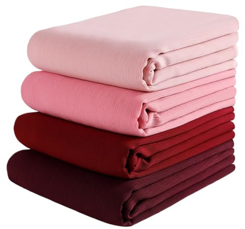 Febfim Hijab-Schal für muslimische Frauen, Chiffon, knisternd, einfarbig, Chiffon, Blasen, Hijab, 4 Stück, Mixcolor Zf, 175*70cm