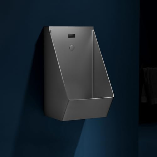 Bubinblau Automatic Sensor Urinal, Wall Mount 304 Stainless Steel Urinal, Commercial Toilet Washout High-Efficiency Urinal, Bathroom Toilet Urinal Trough for Men,Gray