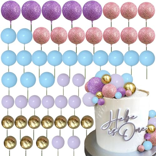 Rosa Lila Ball Cake Topper Rose Gold Ballons für Kuchen Dekorieren Supplies Bälle Kuchen Dekorationen für Geburtstag Hochzeit Brautparty Babyparty