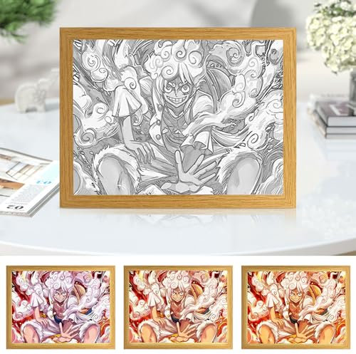 Bocguy One Piece LED Wandkunst Dekor, luffy LED Desktop-Rahmen für Heimdekoration, Kreatives Schlafzimmer und Geschenk