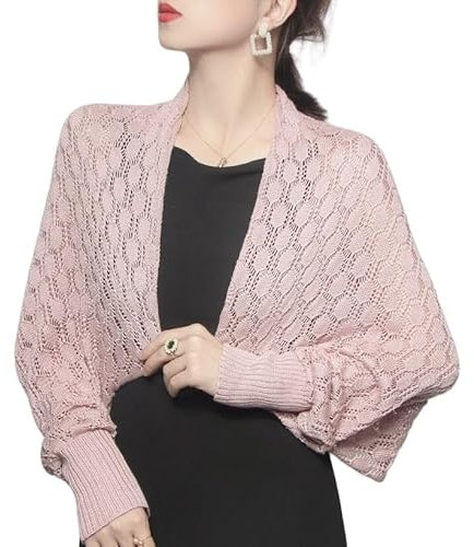 LIUYUYOUGO Stola Damen Festlich Gestrickter Bolero Mit Ärmeln Gehäkelter Schal Und Wickeltuch Eleganter Langärmliger Bolero Cardigan Kurzes Gestricktes Cape Oberteil Damen Gestrickter Poncho Scha