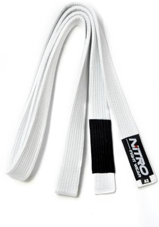 Nitro Fight Wear Adult BJJ Belt - White, Blue, Purple, Brown, Black - Brazilian Jiu Jitsu IBJJF, White, A5