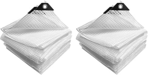 VOUNOT® Bâche de Protection en Polyéthylène 180g/m² Bâche Imperméable Ultra Lourde et Résistante Revêtue avec Oeillets en Aluminium Couverture Étanche pour Jardin, Piscine 1.5x6m Blanc (Lot de 2)