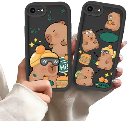 Yimctoie 2 Stück Cute Anime Handyhülle für iPhone 6 Hülle 4.7, Niedlich Karikatur Tier Capybara Aesthetic Muster Design mit Weiche Stoßfest TPU Silikon Schutzhülle Dünn Mädchen Bumper Case, Anime