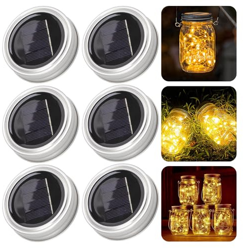 YeahBoom 6 Stück Solarleuchten Ersatzteile,7CM Solarleuchten Ersatz Top mit LED,Ersatzlicht Solarlampen,Solarpanel Ersatzteil,Ersatz Solarmodul für Gartenleuchten Solarlampen Laterne Deckel DIY