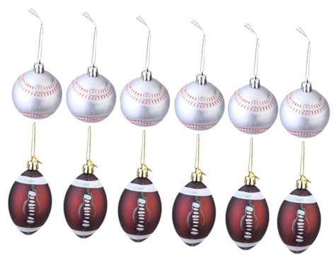 Yardenfun Teiliges Weihnachts-Ball-Ornament Sportmotiv Baseball Football Dekoration Leicht Mit Aufhängehaken Für Weihnachtsbaum Party Zuhause Garten Feiertage
