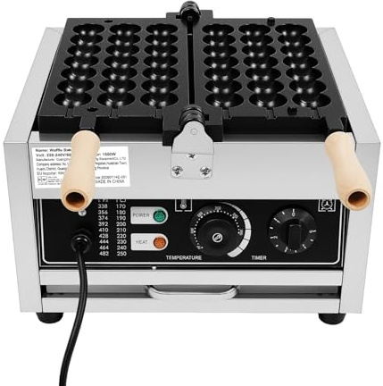 Kuchen Spieße Maker Waffeleisen Bubble Waffle Maker, 1500W Gewerbliche Waffelkugelbereiter, 50–300 °C Einstellbare Temperatur für Imbissstände, Cafés und Bäckereien