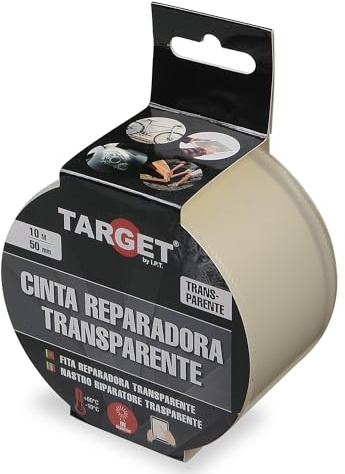 TARGET Transparentes Reparaturband, 10 m x 50 mm | zum Befestigen, Abdichten, Befestigen, Schützen und Flicken. UV-beständig und vergilbt nicht. Für Fahrräder, Camping, Touchscreen...