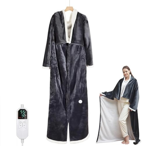 SAYEYBU Heated Blanket, Portable Electric Wearable Throw Blanket, Wearable Heated Blanket, 8 Heat Settings & 6 Timer Settings, Lightweight Comfortable, Machine Washable,With foot pocket